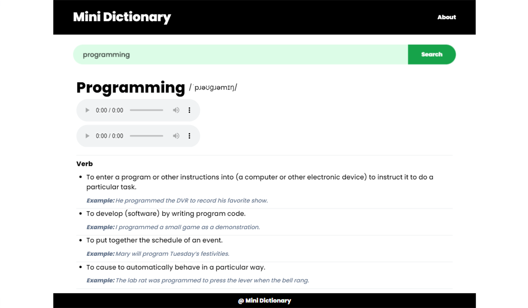 Mini Dictionary